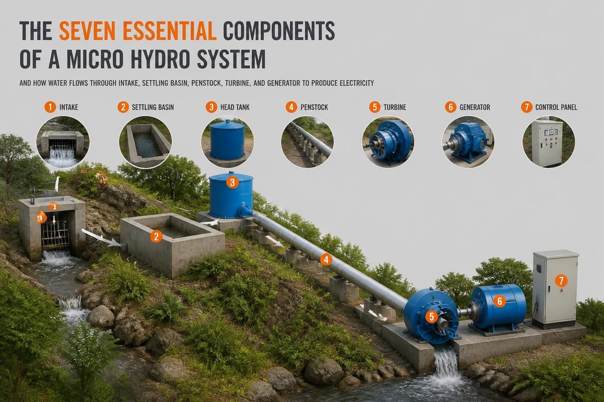 Micro hydro system component diagram