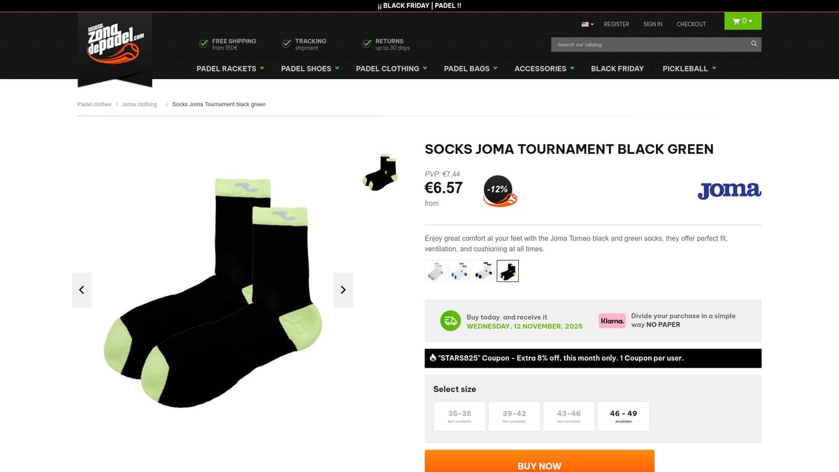 7 Best Padel Socks for Comfort and Performance in 2025 - Socks Joma Tournament black green
