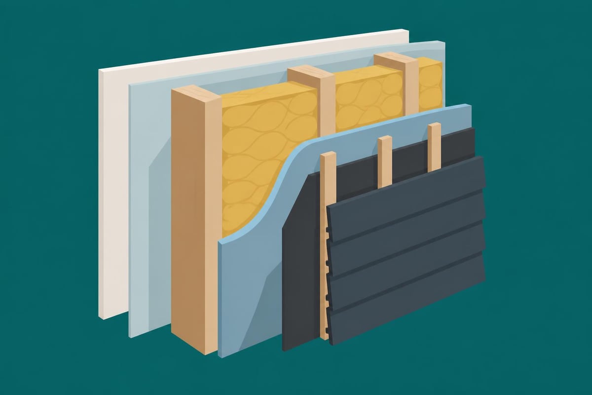 Timber frame wall insulation layers
