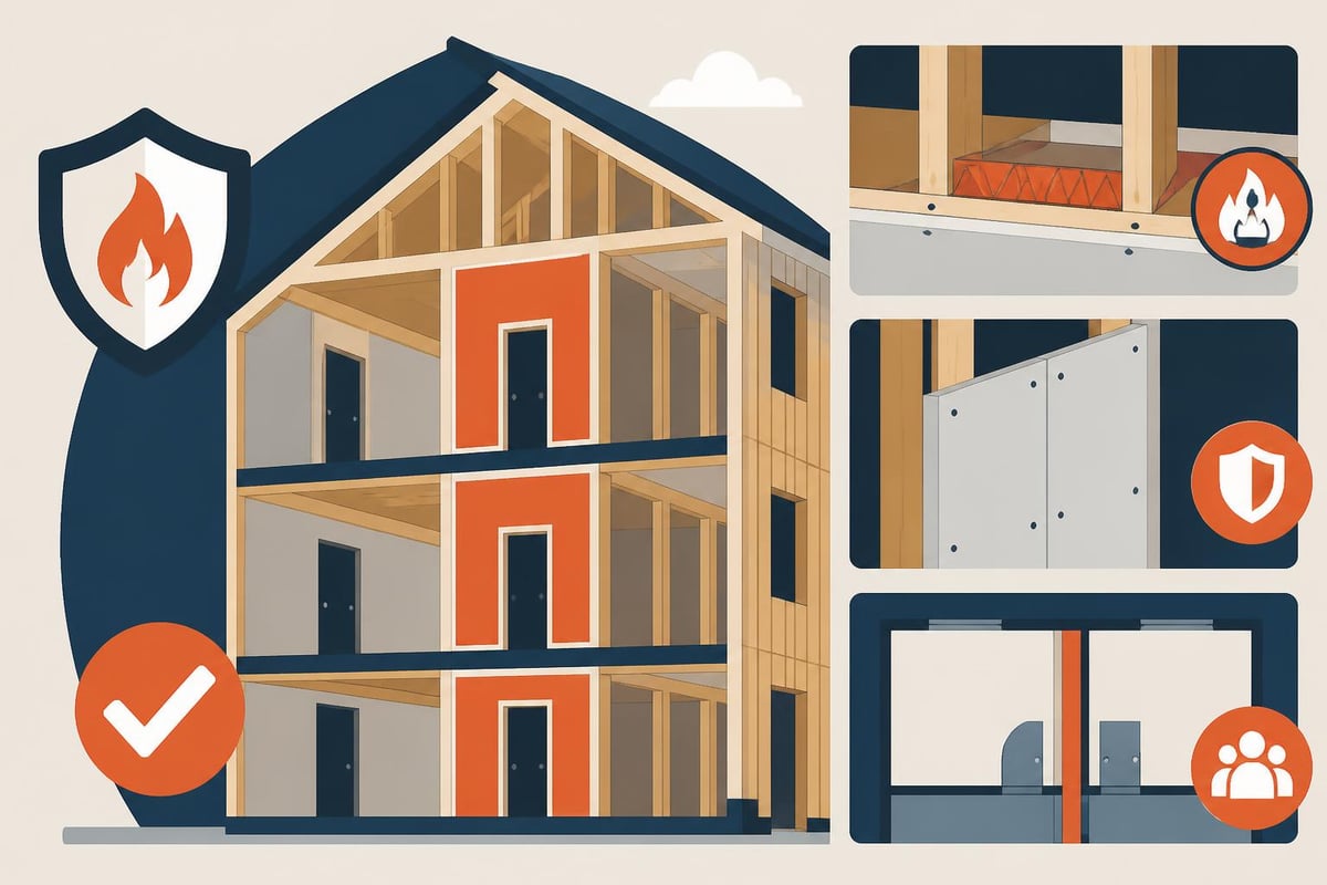 Timber frame fire safety elements