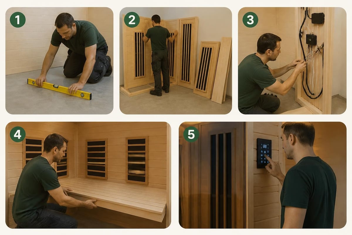 Infrared sauna assembly