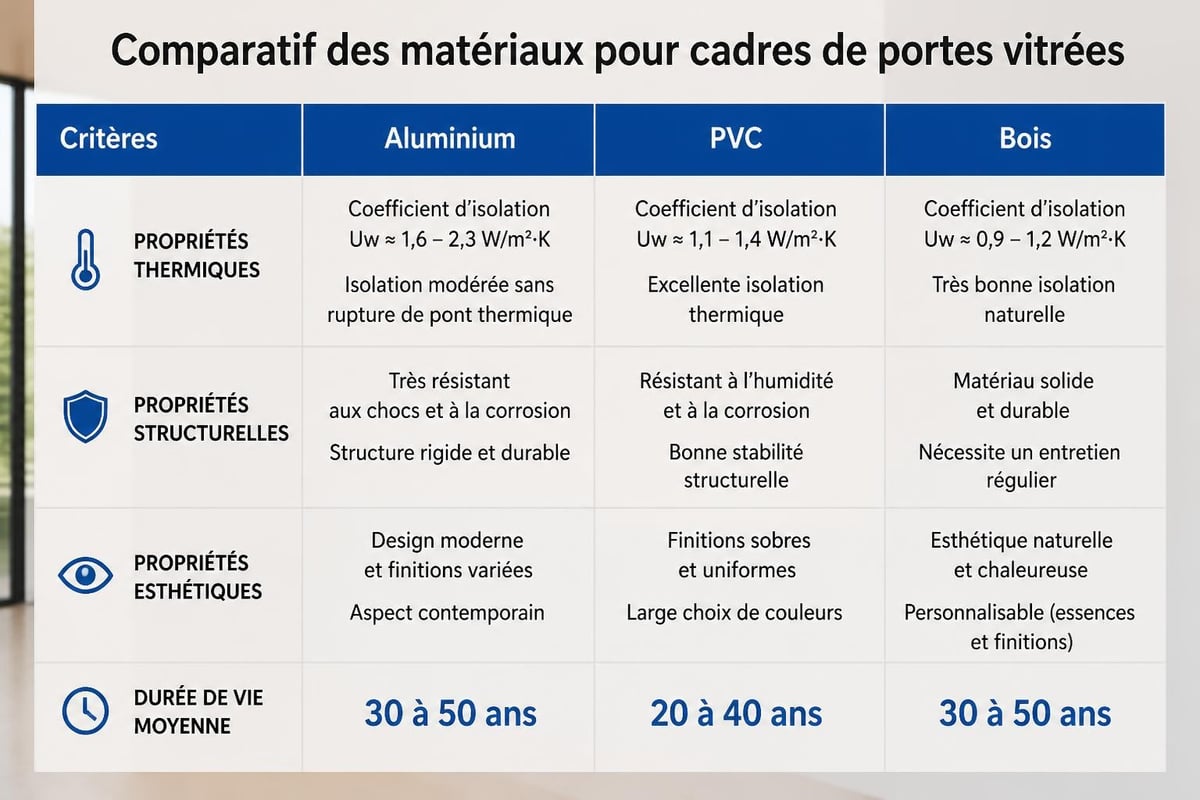 Matériaux portes vitrées