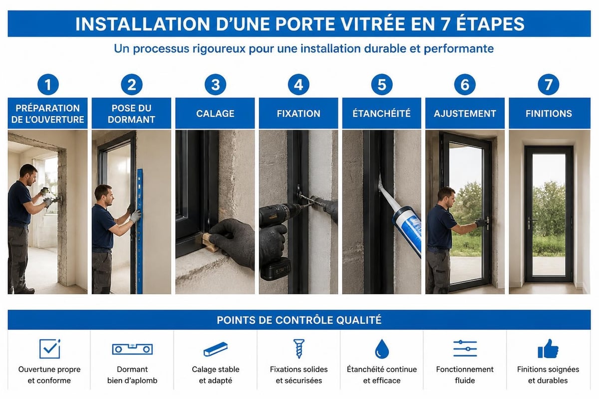 Installation porte vitrée