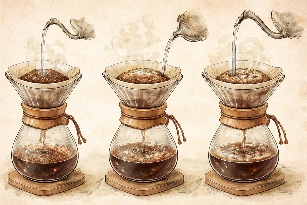 Pour over brewing technique steps