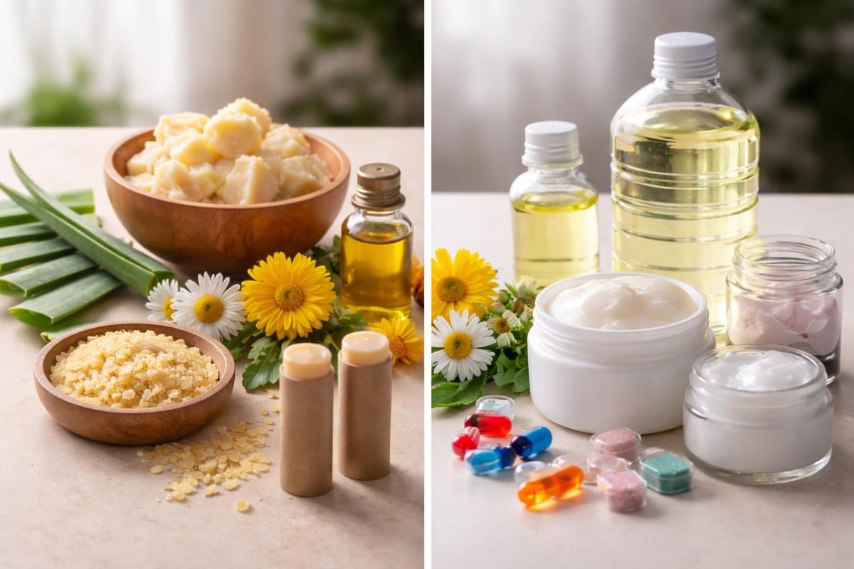 Natural versus synthetic lip care ingredients