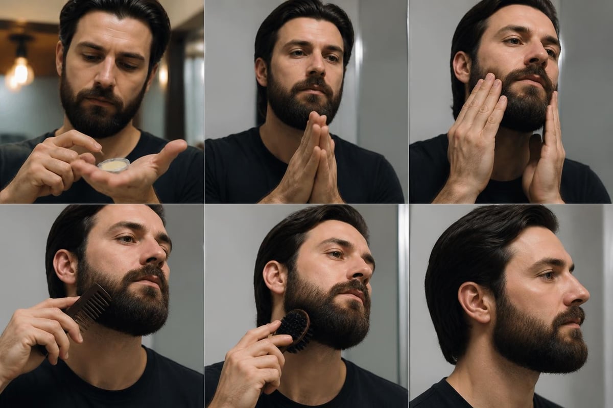 Beard balm application steps
