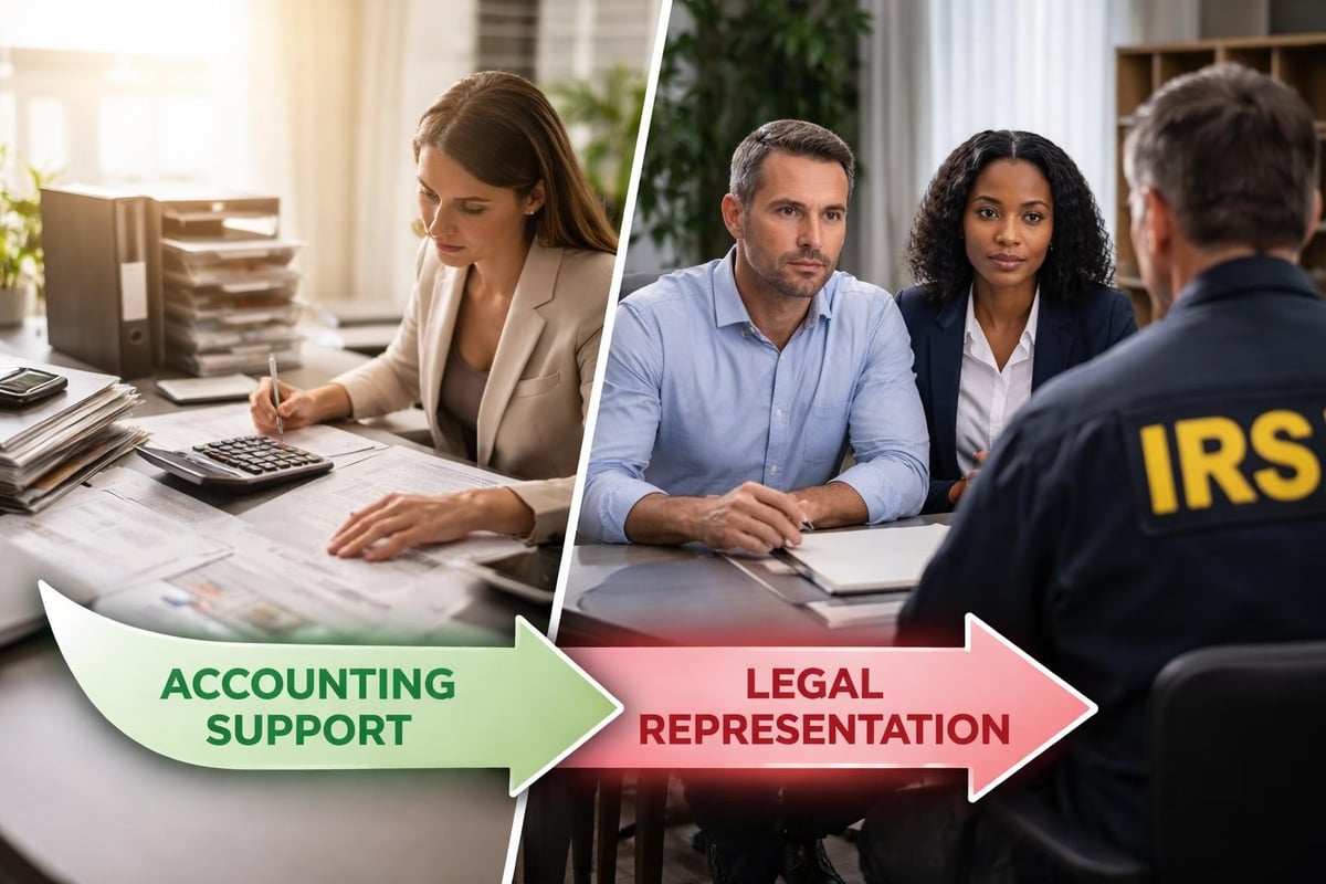 Business tax scenarios requiring legal representation
