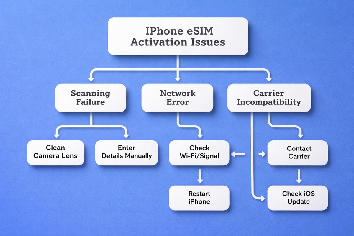 IPhone eSIM troubleshooting flowchart