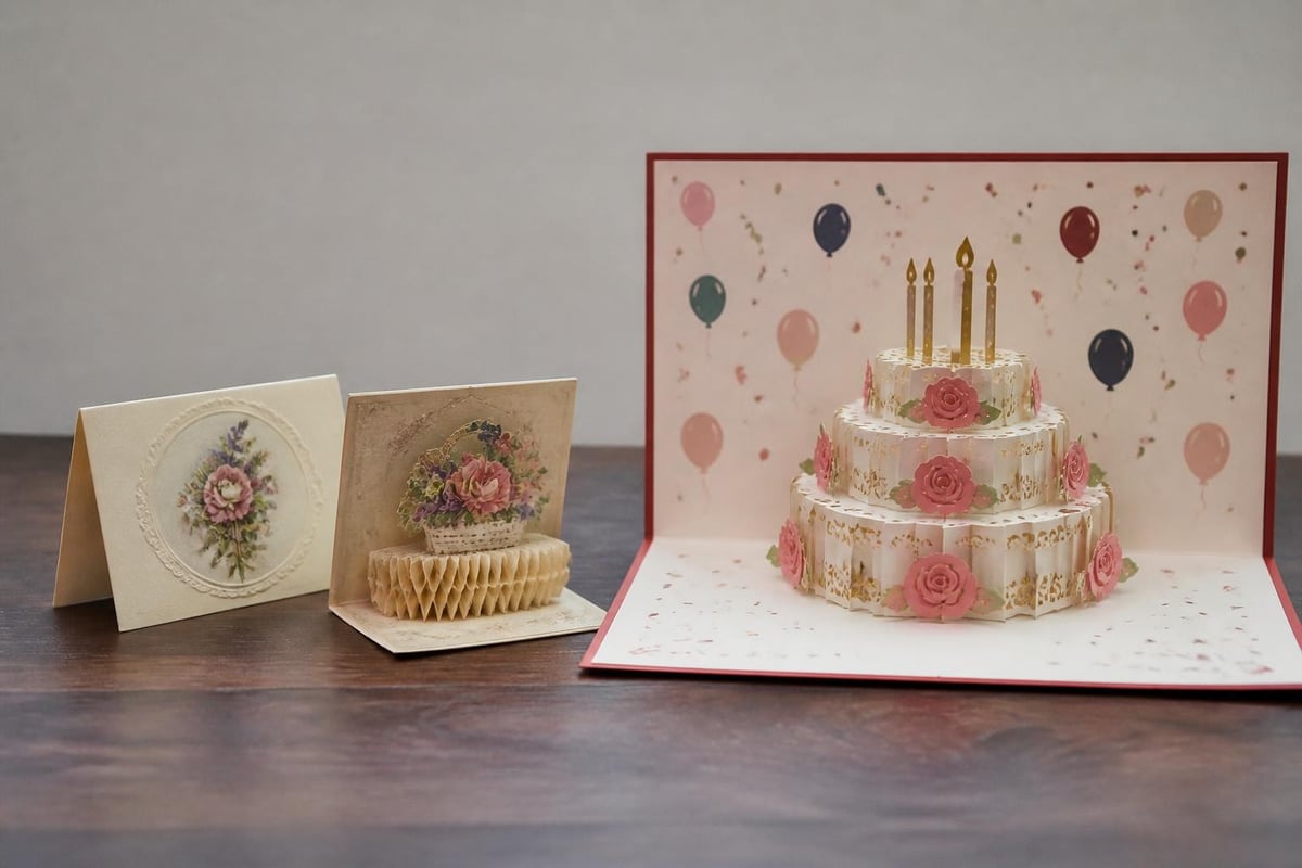 Evolution of pop-up birthday card designs