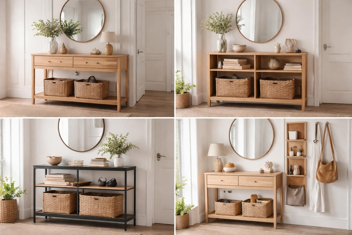 Console table storage solutions