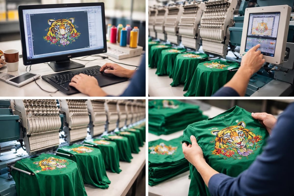 Commercial embroidery workflow