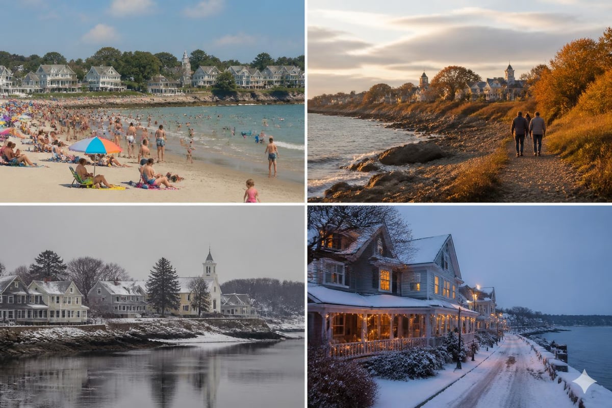 Seasonal variations in Maine beach towns