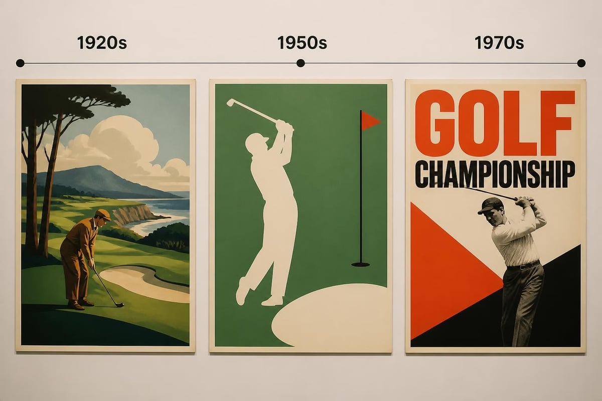 Evolution of retro golf poster design elements