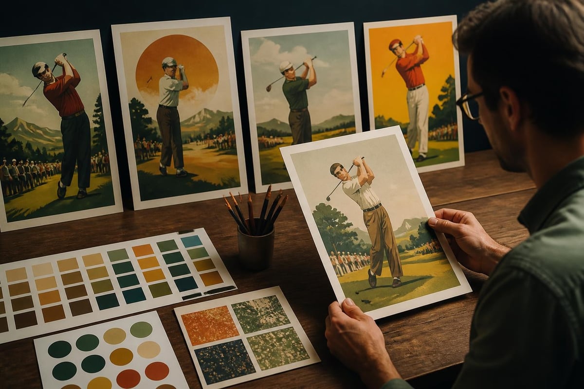 Retro golf poster color palette development