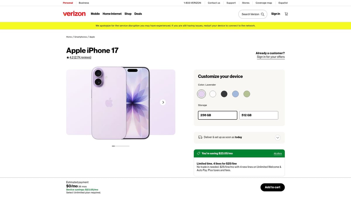 Top 7 Best iPhone Deals Black Friday 2026 – Spare Jetzt - iPhone 17 bei Verizon: Kostenlos mit neuer Unlimited Ultimate-Line