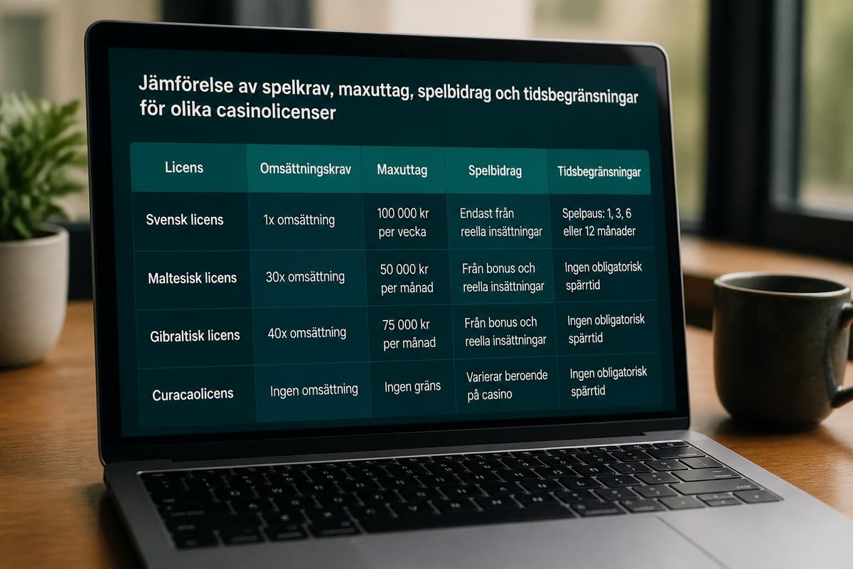 Jämförelse av bonusvillkor
