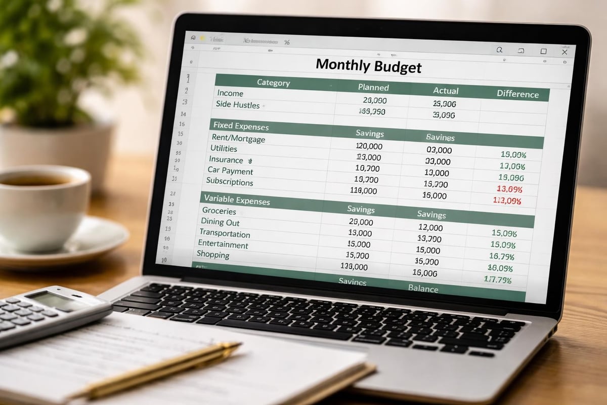 Personal budget Excel income setup