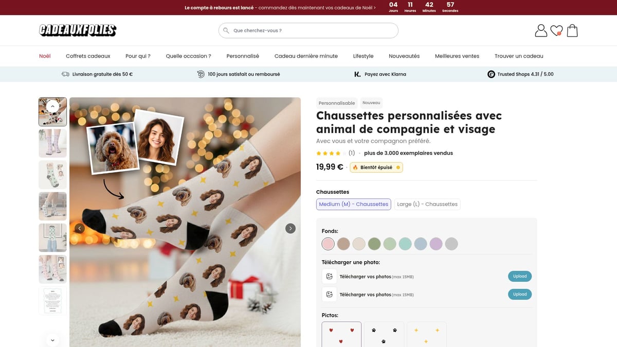 8 Idee Cadeau Originales à Découvrir en 2026 - Chaussettes personnalisées avec animal de compagnie et visage