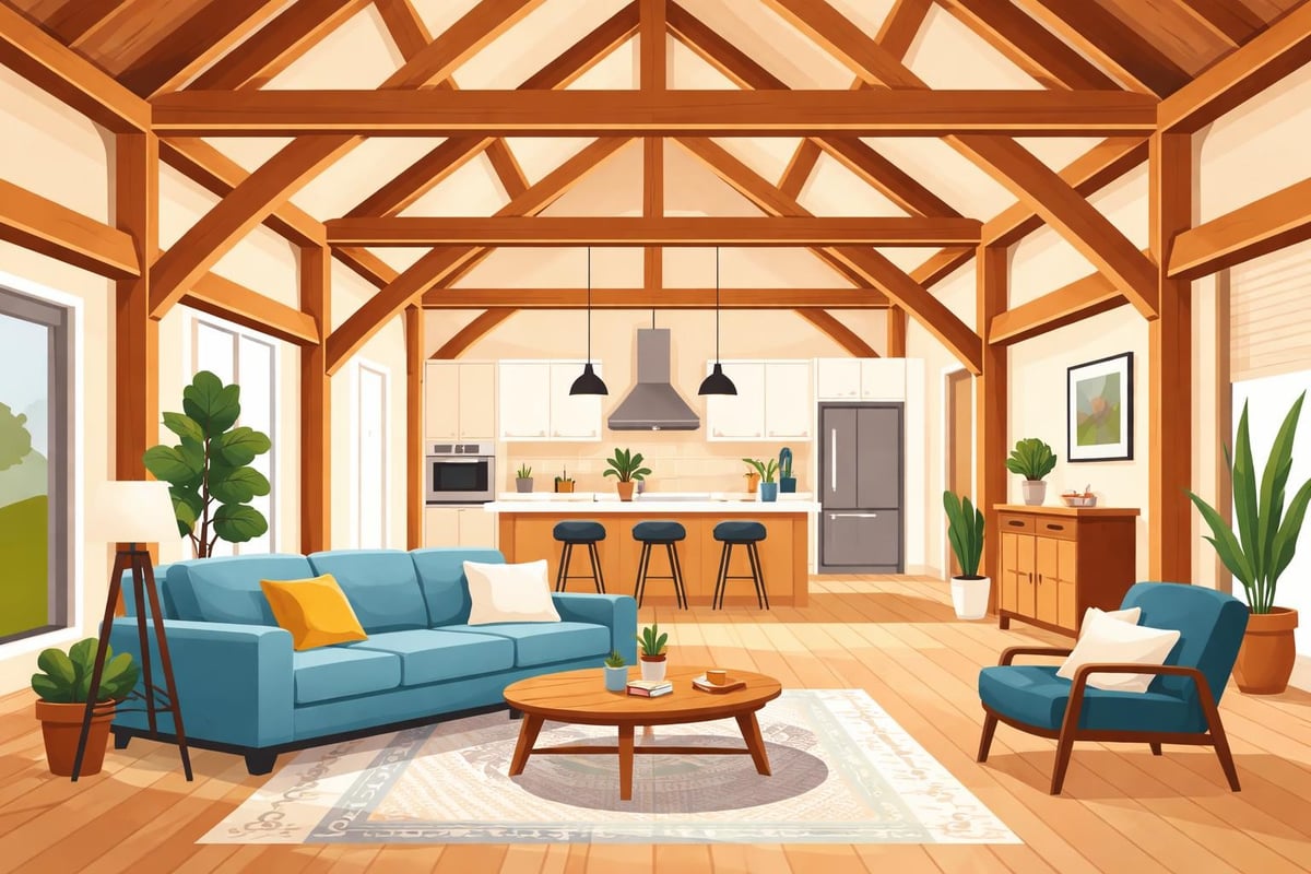 Interior living in barn homes