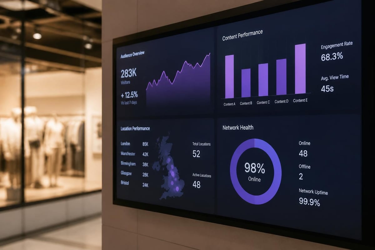 Digital signage analytics dashboard