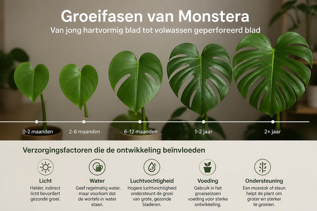 Monstera bladontwikkeling