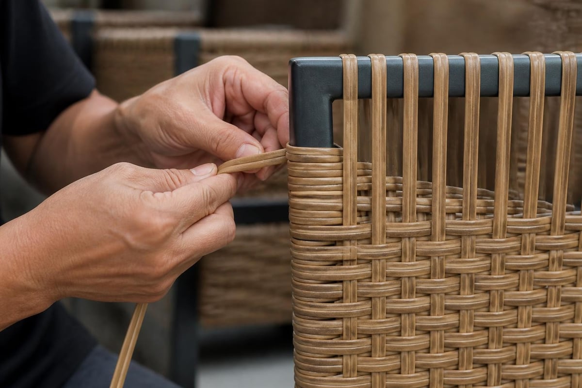 Synthetic rattan material structure