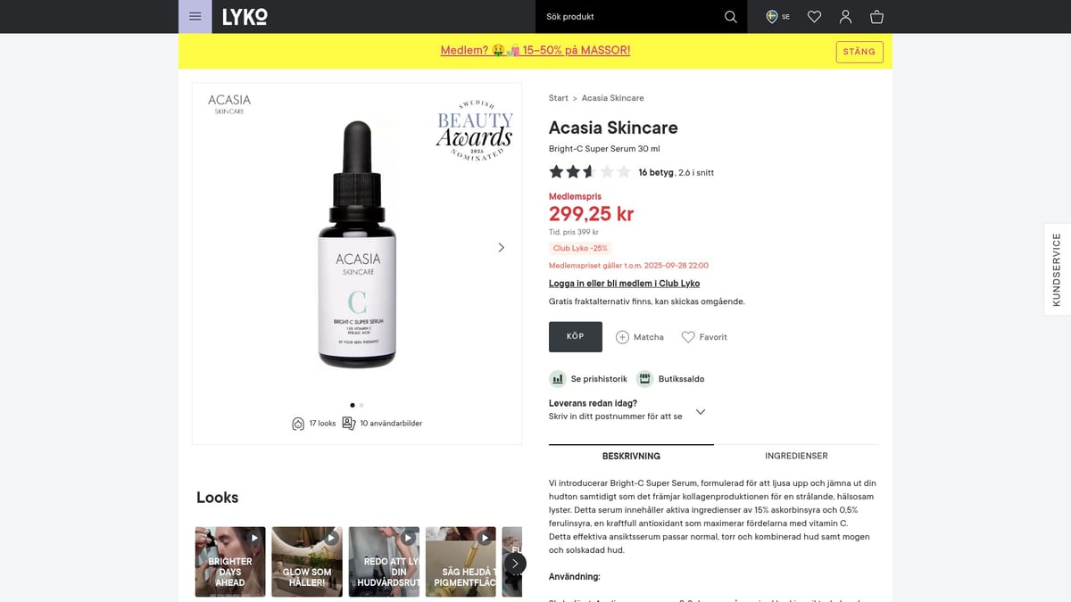 7 Favorites: Best Vitamin C Serum For Radiant Skin 2025 - Acasia Skincare Bright-C Super Serum – Maximum Antioxidant Boost