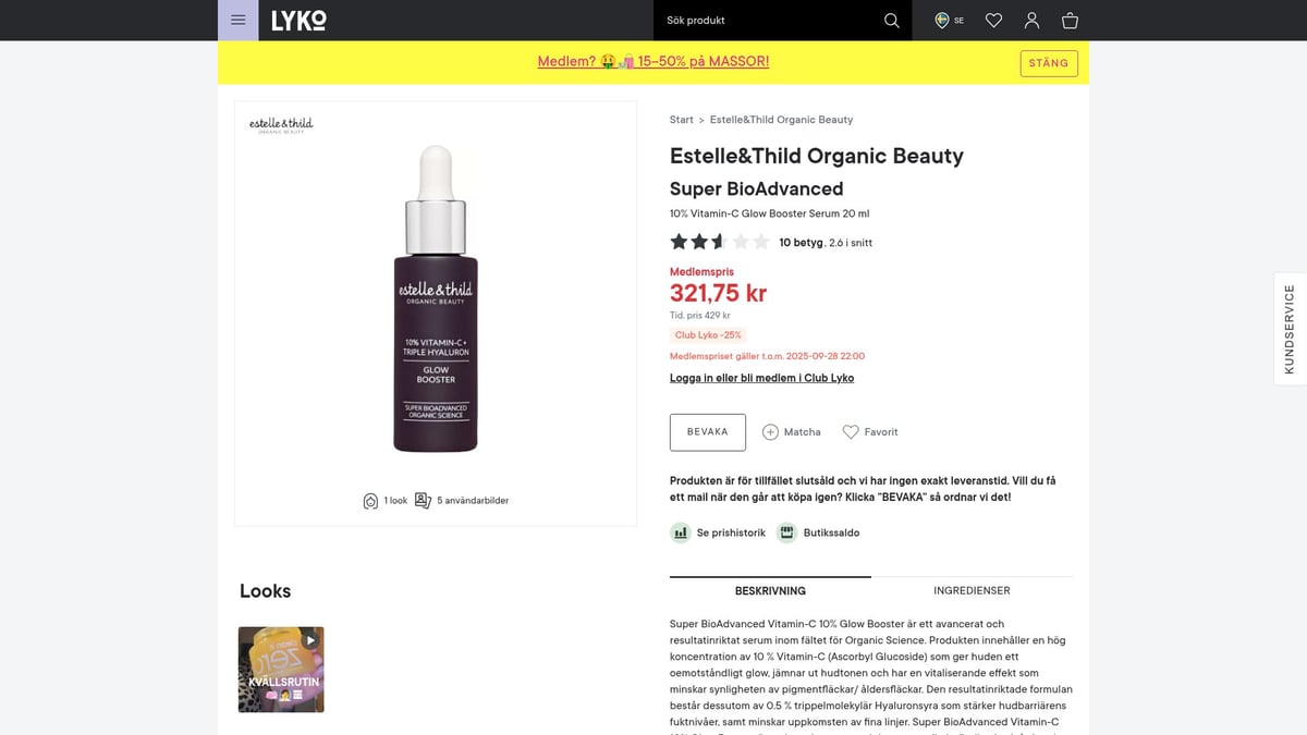 7 Favorites: Best C Vitamin Serum For Radiant Skin 2025 - Estelle & Thild Super BioAdvanced 10% Vitamin-C Glow Booster Serum – Fragrance-Free Effect