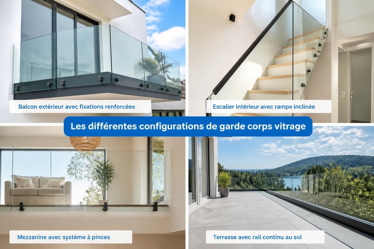 Applications garde-corps vitrés
