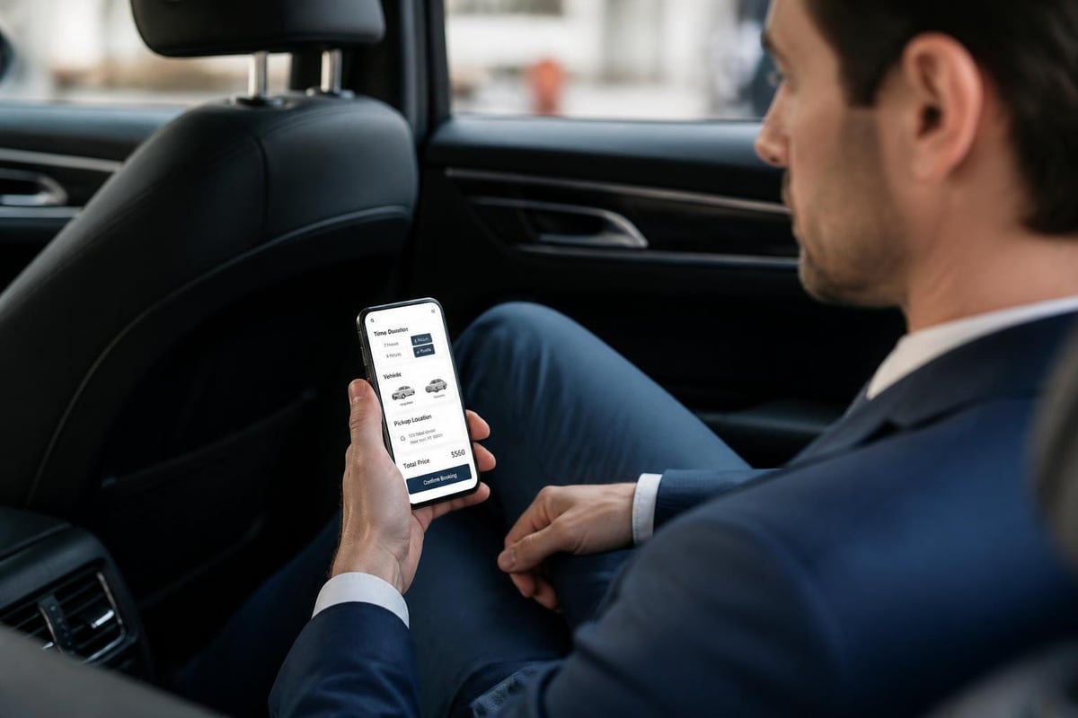 Hourly chauffeur booking process