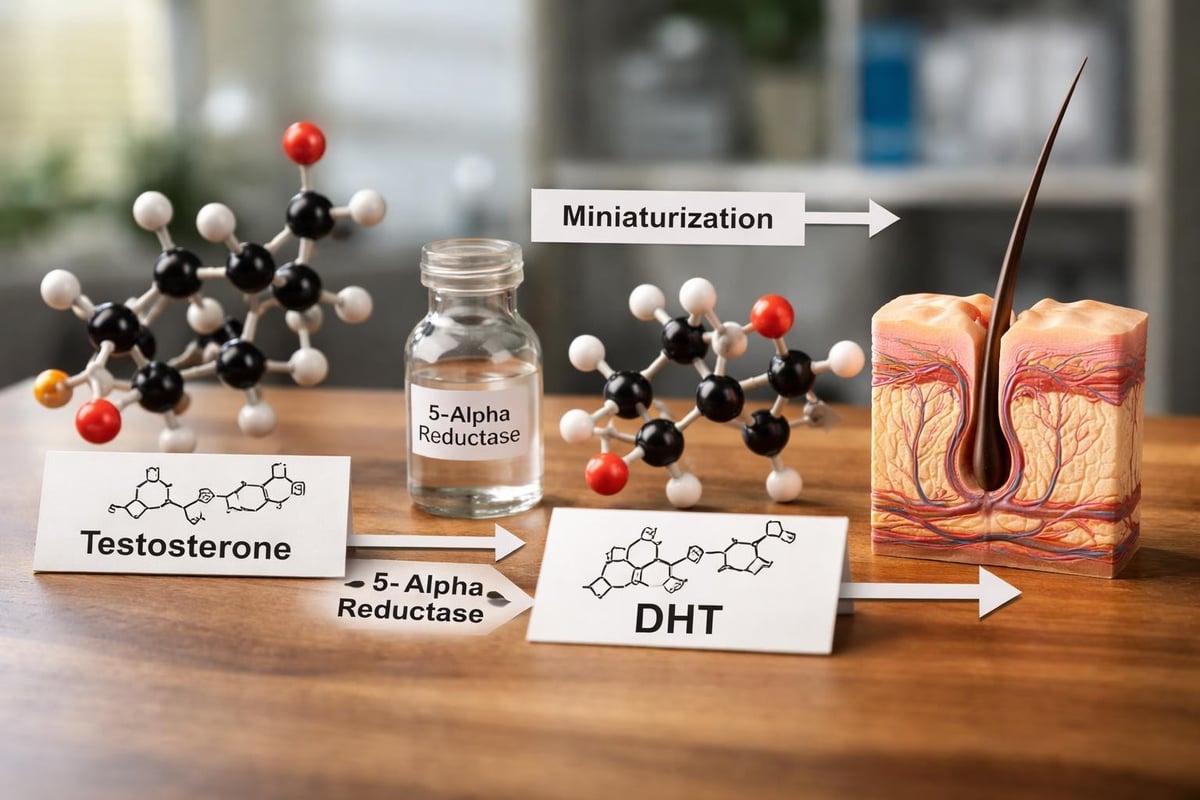 DHT hormone interaction with hair follicles
