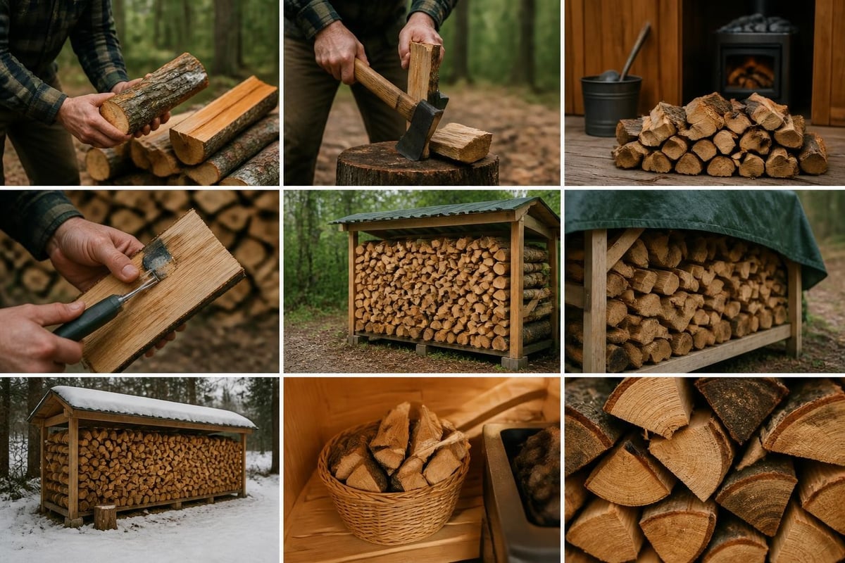 Firewood seasoning and storage workflow