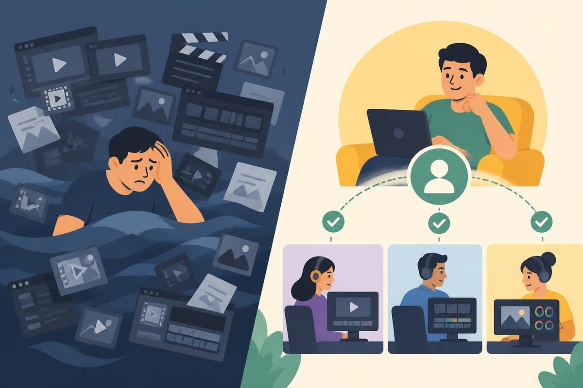 Creator burnout vs delegation workflow