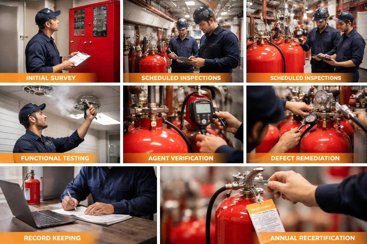 Fire suppression maintenance workflow