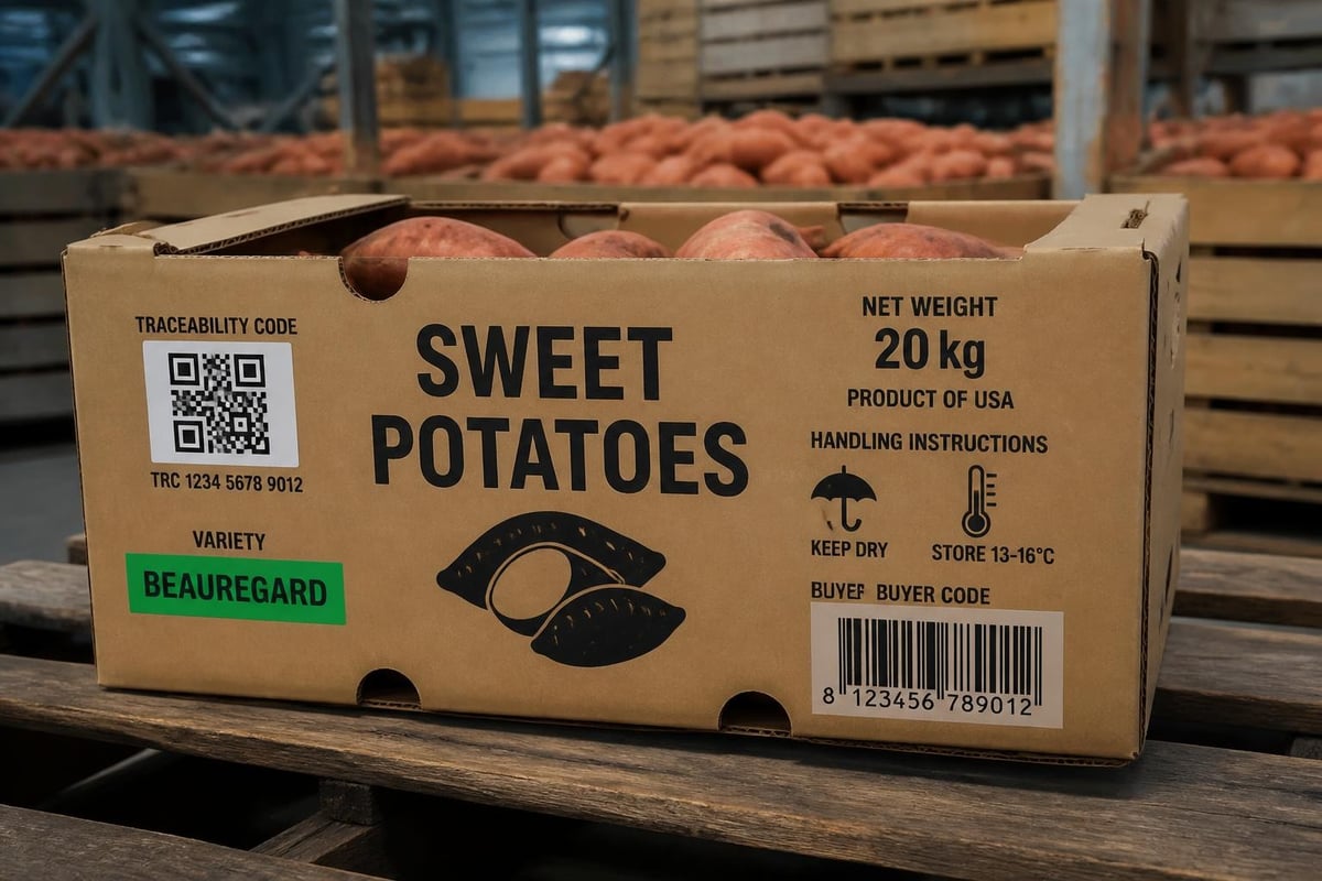 Export sweet potato labeling