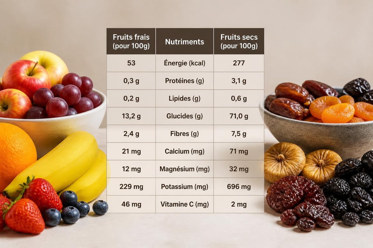 Nutriments concentrés dans les fruits séchés