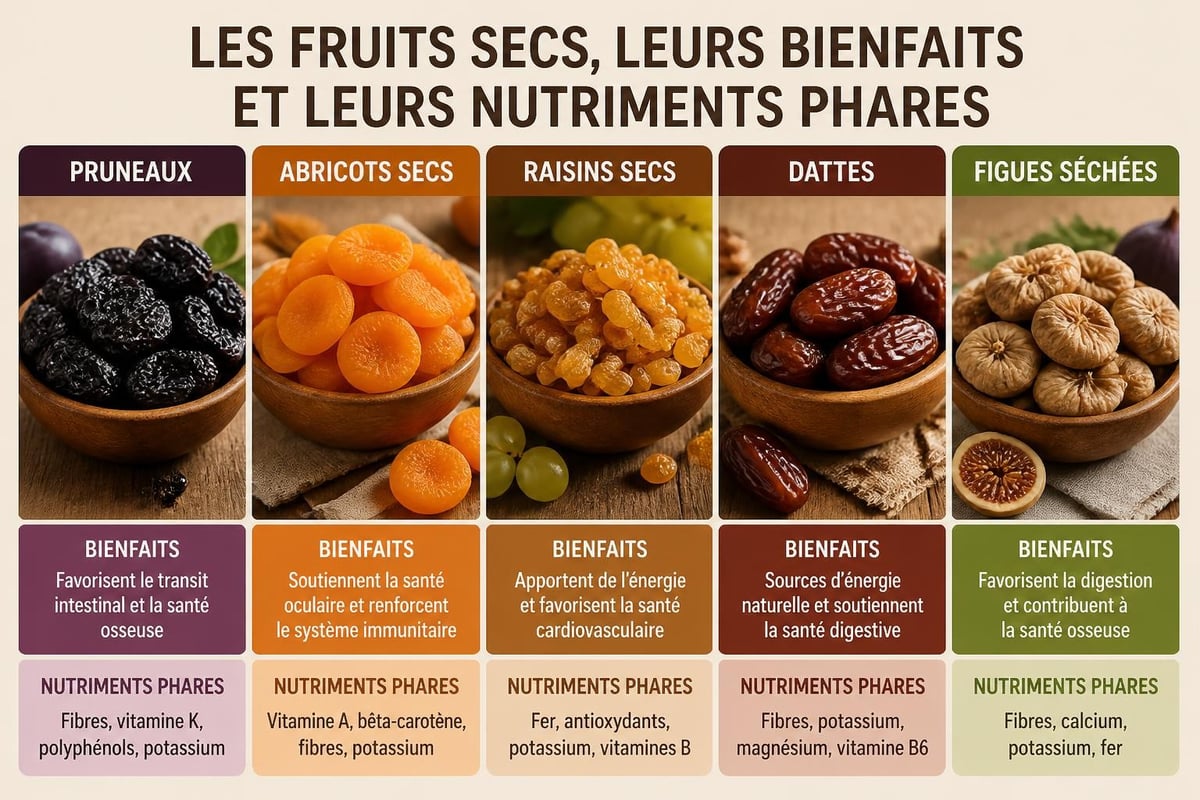 Variétés de fruits séchés et bienfaits