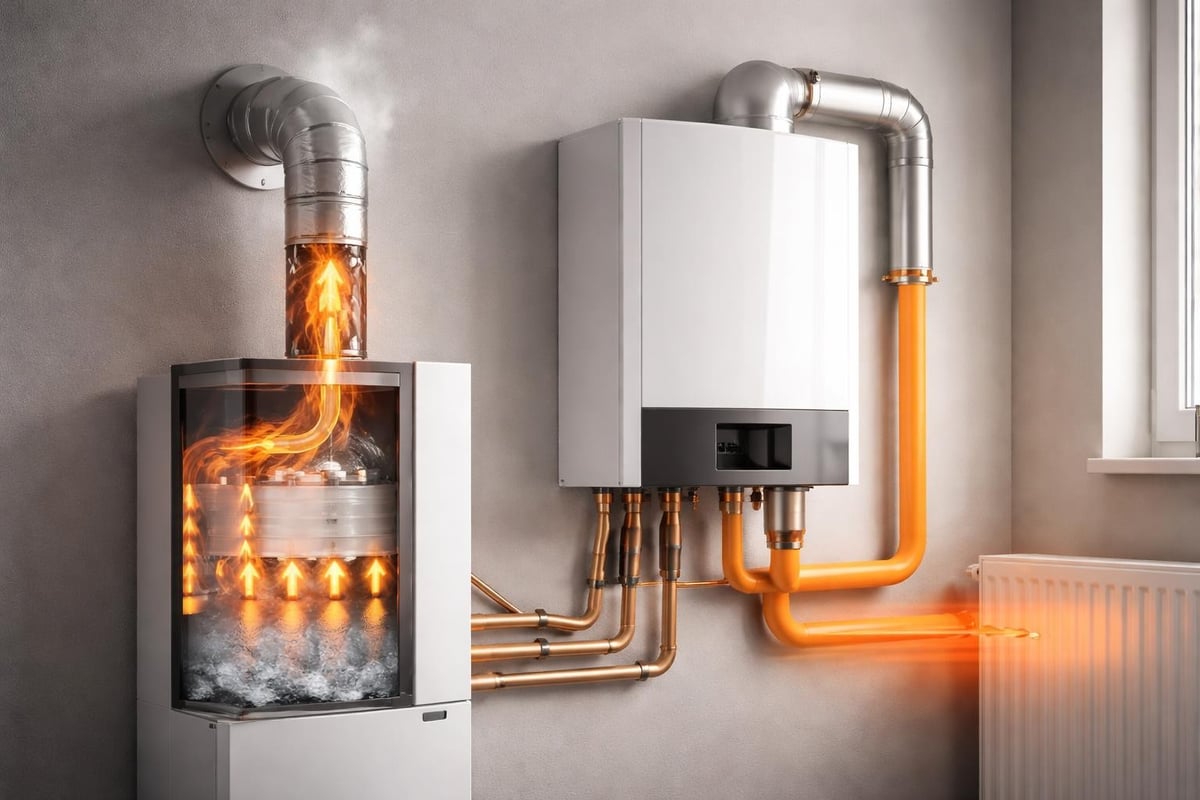 Condensing boiler heat recovery process