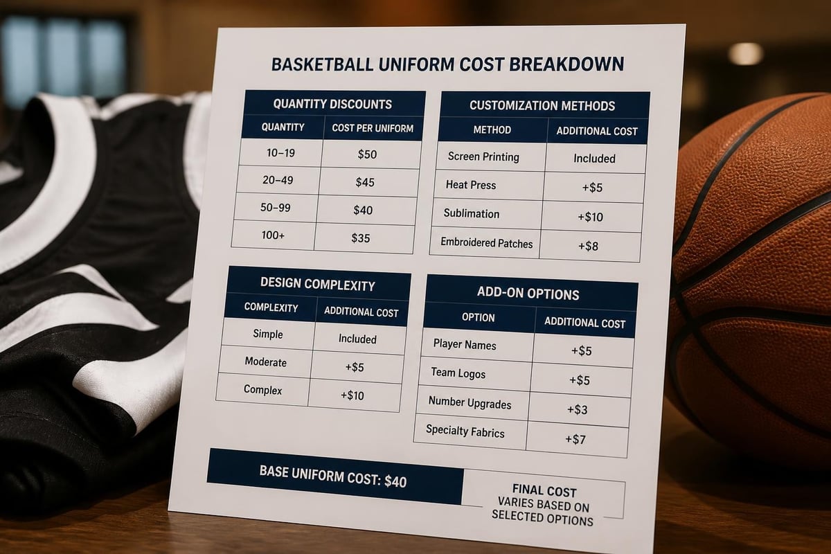 Custom basketball jersey pricing factors