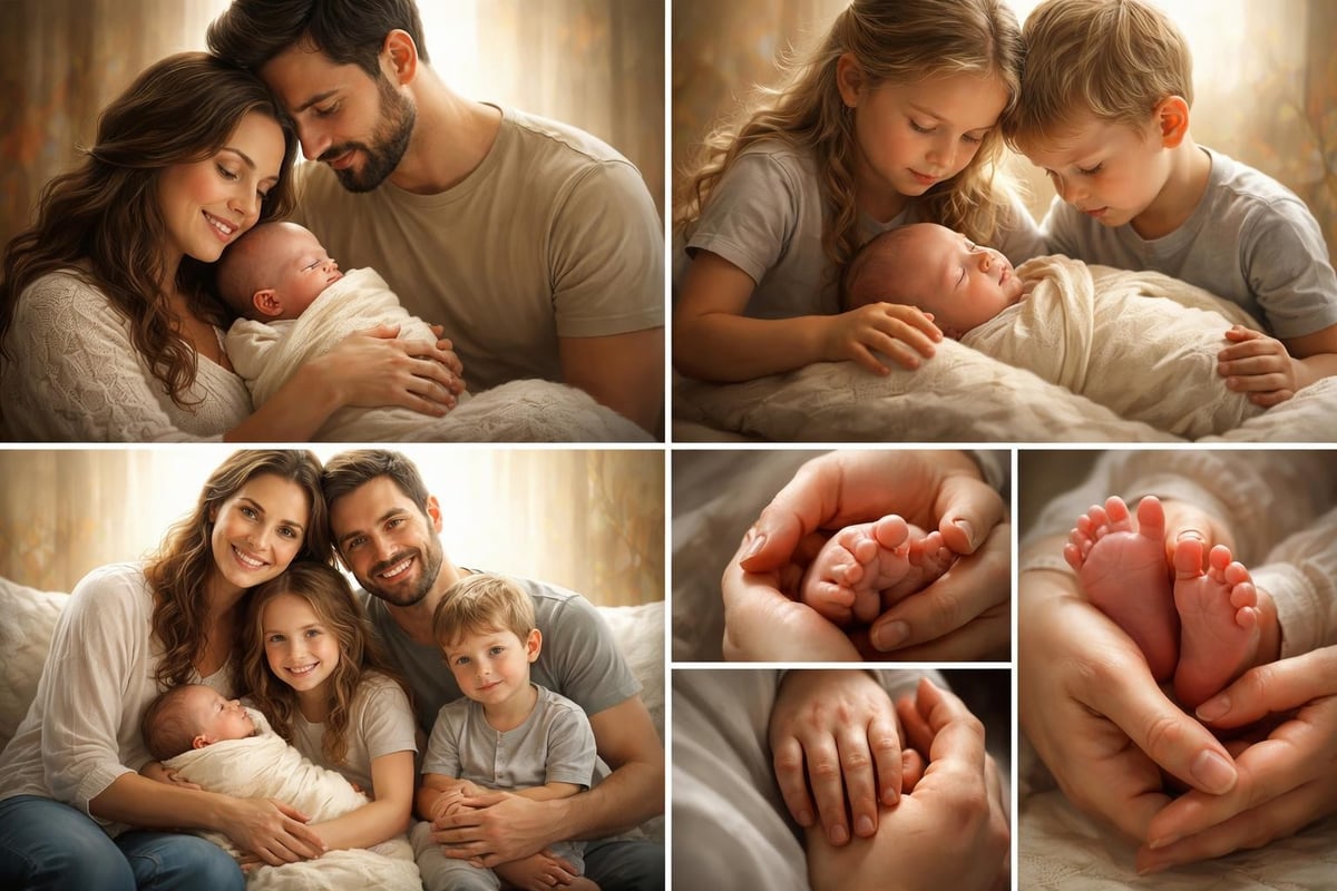 Family portrait newborn posing guide