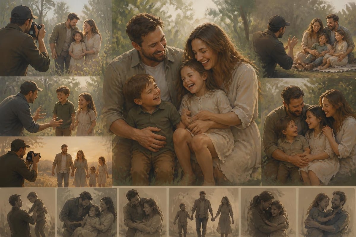 Family photography session interaction