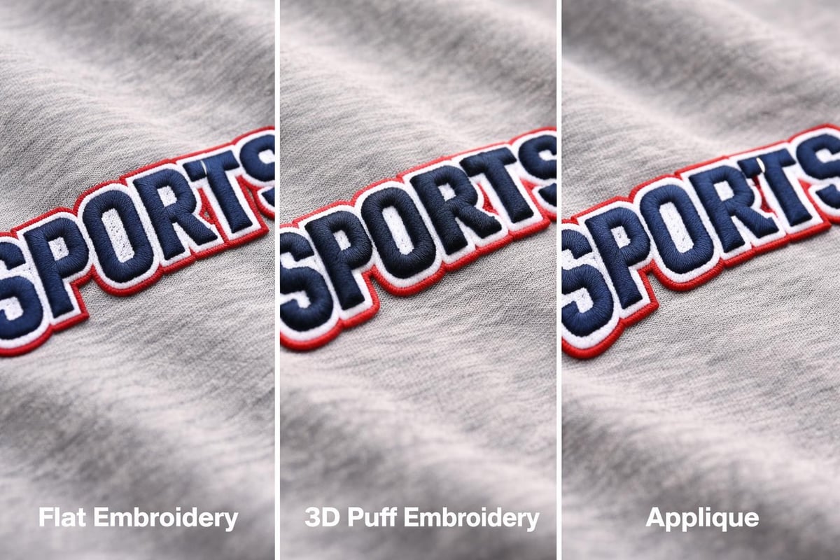 Different embroidery techniques comparison