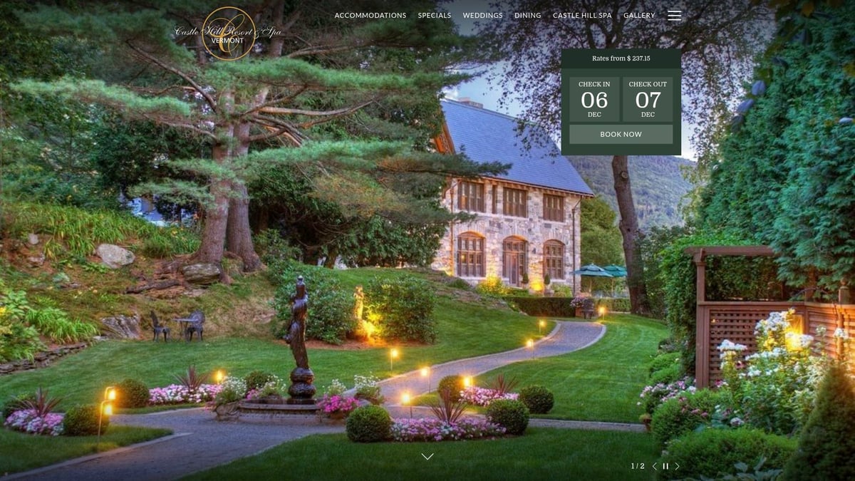 12 Romantic Hotels in Vermont for an Unforgettable Escape 2026 - Castle Hill Resort & Spa