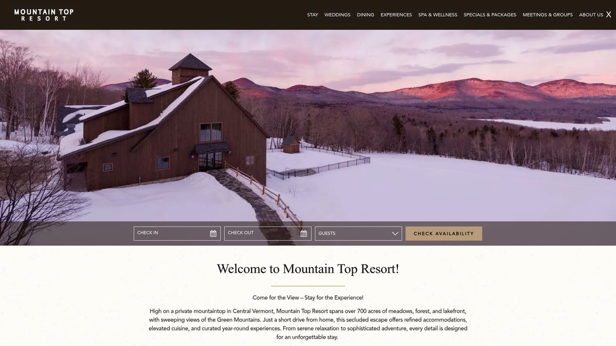 12 Romantic Hotels in Vermont for an Unforgettable Escape 2026 - Mountain Top Inn & Resort