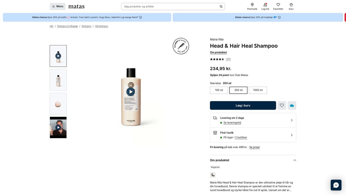 8 Populære Vegansk Shampoo Valg til Sundt Hår i 2026 - Maria Nila Head & Hair Heal Shampoo