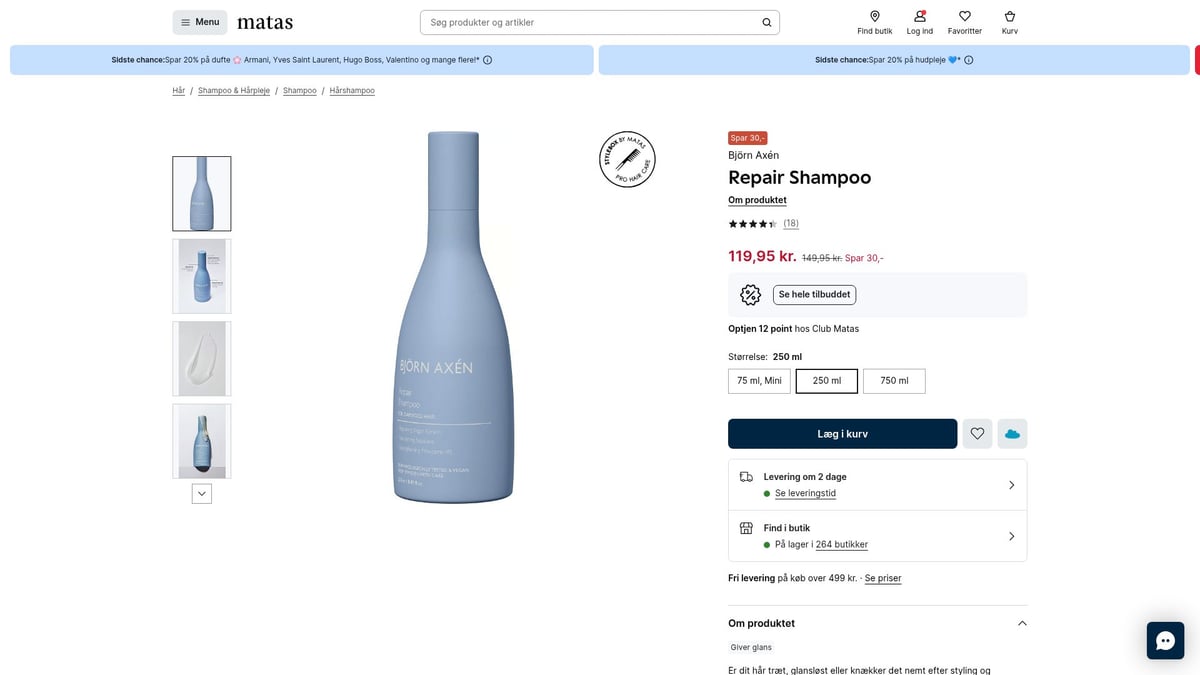 8 Populære Vegansk Shampoo Valg til Sundt Hår i 2026 - Björn Axén Repair Shampoo