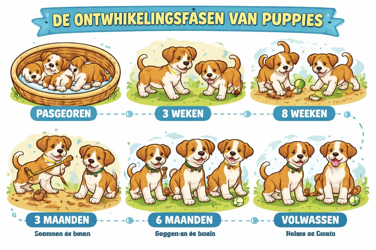 De verschillende fases van puppygroei