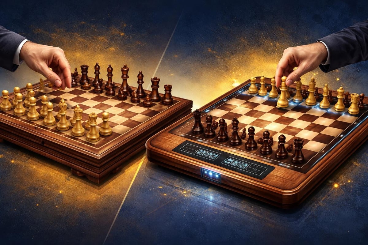 Traditional vs electronic chess boards