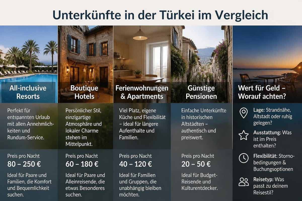 Unterkunftsoptionen Türkei
