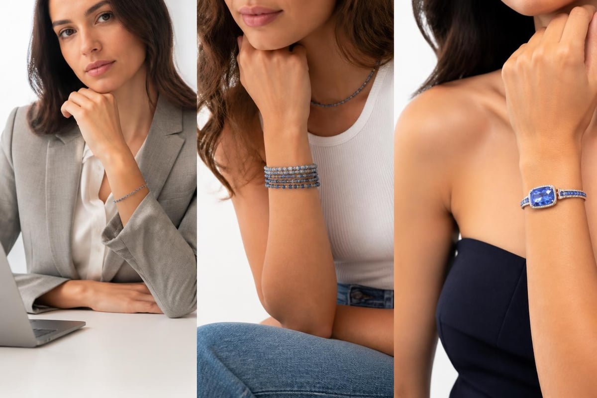Styling blue stone bracelets